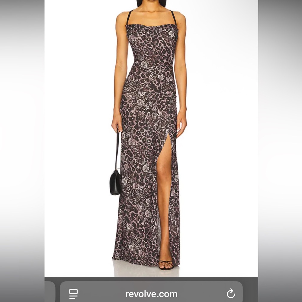 x Intimately Free People Concrete Jungle Maxi Slip In floral cheetah Black Combo